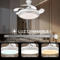 Ventilador de techo ELYSIAN, 38w, 4900lm, 3 modos de colores 3000k-4500k-6500k, mando a distancia, modo invierno y verano, temporizador, 6 velocidades - details 4
