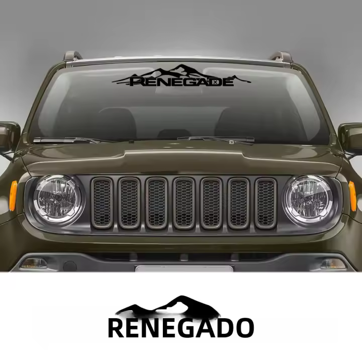 Pegatinas De Vinilo PVC Para Parabrisas Frontal Y Trasera De Jeep Renegade Accesorios De Automóvil Estilo Montaña Diseño Cartoon - 1