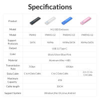 Carcasa SSD ORICO M2 NVMe 10Gbps PCIe Para Disco Duro M.2 NVMe NGFF SATA Sin Herramientas Con Disipador De Calor Metálico - details 16