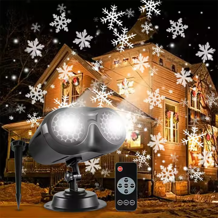 Proyector de Navidad al Aire Libre, lámpara de Proyección de Nevada, Luz LED de COPO de Navidad, decoración navideña interior with Mando a Distancia impermeable para Fiesta de Navidad (Blanco 8000 K) - 1