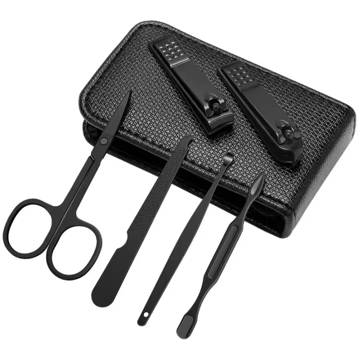 Set De Uñas Portátil 6 En 1 Deluxe - Cortauñas Brillantes Y Negros Verde Herramienta De Cuidado Personal Kit De Arte De Uñas - 1