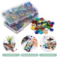Mini gemas de vidrio, piedras de Mancala de colores mezclados, cuentas de mármol de fondo plano, arte decorativo para el hogar, artesanía, relleno de jarrón - details 1