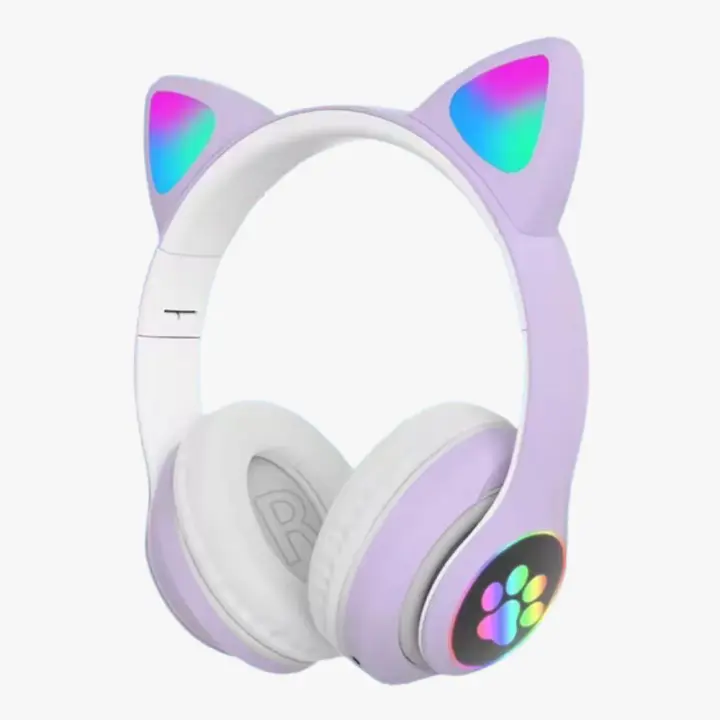 Auriculares Inalámbricos con Bluetooth y Orejas de Gato, sonido estéreo, Luces RGB, Sonido de Alta Calidad - 1