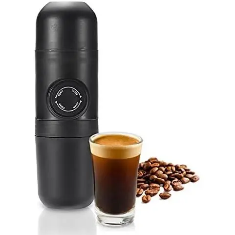 Cafetera espresso manual portátil-Cafetera espresso Manual de 8 Barras de presión, tamaño compacto para viajar/camping - Manómetro y Cuchillo incluidos-Maple inoxidable - Compatible con cápsulas reutilizables - 1