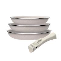 Juego de 8 pcs: 5 sartenes Ø18Ø20Ø24cm(x2)Ø28cm y 3 Cacerolas Ø16Ø18Ø20cm en aluminio prensado con revestimiento ILAG con 3 mangos extraibles - details 22