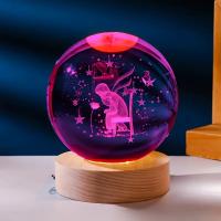 Bola De Cristal 3D Con Base De Madera Colorida Decoración Para Estudio Regalos De Cumpleaños Y Graduación Luz Nocturna Sin Bombillas Incluidas - details 3