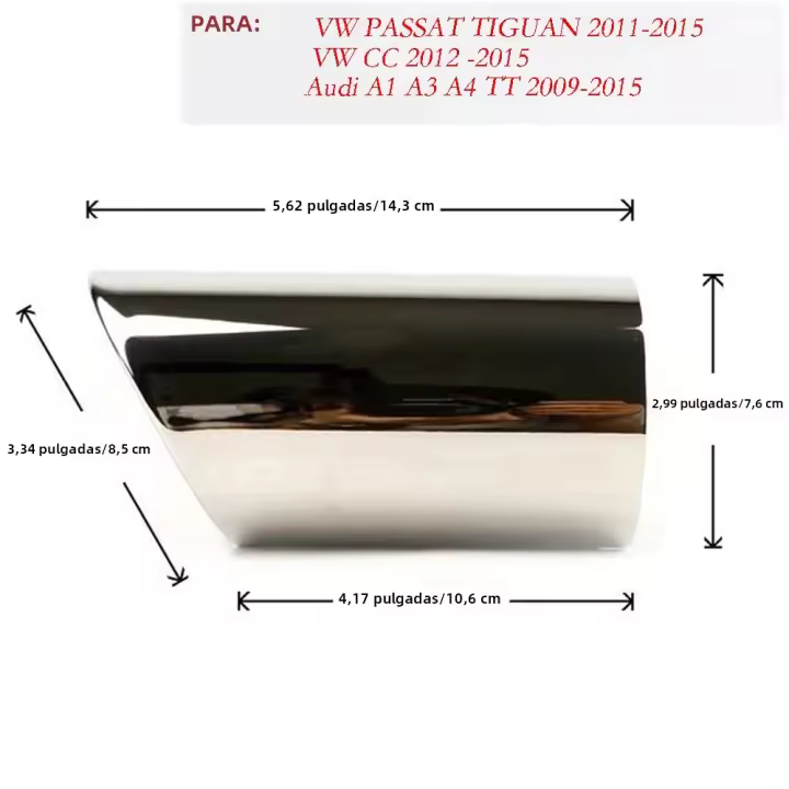 2Pcs/Set Cubiertas De Tubos De Escape Para Coche En Acero Inoxidable Apto Para Audi VW Volkswagen Instalación Trasera - 1