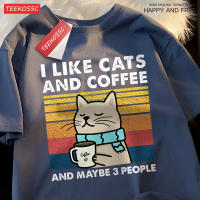 Camiseta De Algodón I like Cats And Coffee Para Hombres Y Mujeres Camiseta Hip Hop Suelta De Cuello Redondo Moda Streetwear Para Pareja - details 20