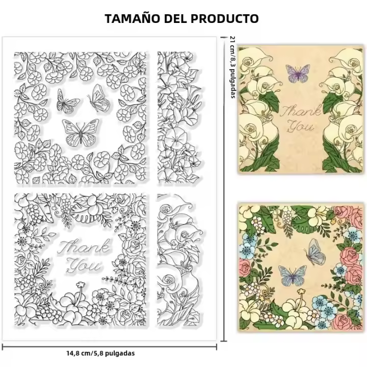 1pc Marcaje De Silicona Transparente Con Marco De Hojas Y Flores Para DIY Scrapbooking Y Creación De Tarjetas Stamps De Hojas Y Flores - 1