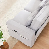 Sofá Moderno 4 Plazas Nordic Style | Lino Ecológico | Consola Integrada + 2 Portavazas + 2 Puertos USB QC3.0 | Diseño Multifunctional | Ideal para Salones Grandes y Familias | Neutral Color - details 5