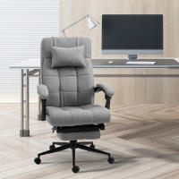 Vinsetto Silla de Oficina Reclinable Silla de Escritorio Giratoria Tapizado de Tela con Altura Ajustable Reposapiés Reposacabezas y Reposabrazos Carga 120 kg para Estudio 66x76x116-124 cm Gris - details 2