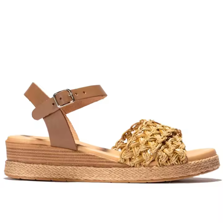 Sandalia Mujer Pitillos 5221 Trenzas Cruzadas Arena - Sandalias de Cuña-Plataforma de Marca para Mujer - 1
