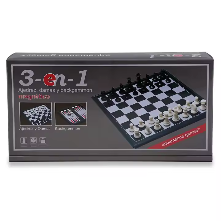 Aquamarine Estuche Magnético Ajedrez Damas Backgammon Juego De Mesa - 1