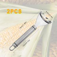 Herramienta de pelador de mazorca de maíz, 2 piezas cortador de maíz de acero inoxidable pelador de maíz rascador con mango ergonómico de primera calidad pelador de maíz - details 0