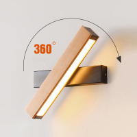 Lámpara De Pared Moderna Nórdica Para Dormitorio Base De Hierro Cuerpo De Madera Rotativa Luz Nocturna De Hotel Lámpara De Lectura LED Decorativa Para El Hogar - details 0