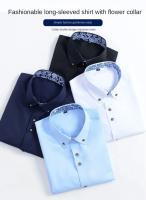 Camisa Larga De Manga Para Hombre Verano Delgada Con Cuello De Porcelana Azul Y Blanco Para Ropa Formal Y Casual Negro Náutico - details 0