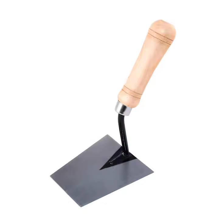 Tradineur - Paleta de albañil solador con punta recta, mango de madera barnizado, paletín de punta recta, albañilería, bricolaje, 12 cm - 1