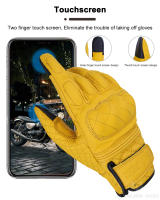 Guantes De Motocicleta De Cuero Vintage 2024 Para Hombres Negro Antifalla Moto Cross Motocarrilera Táctil M-XXL Protección Completa - details 11