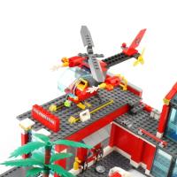 Bloques De Construcción De La Ciudad Serie Estación De Bomberos Con Camión Helicóptero Barco Juguete Asamblea Para Niños Regalos - details 3