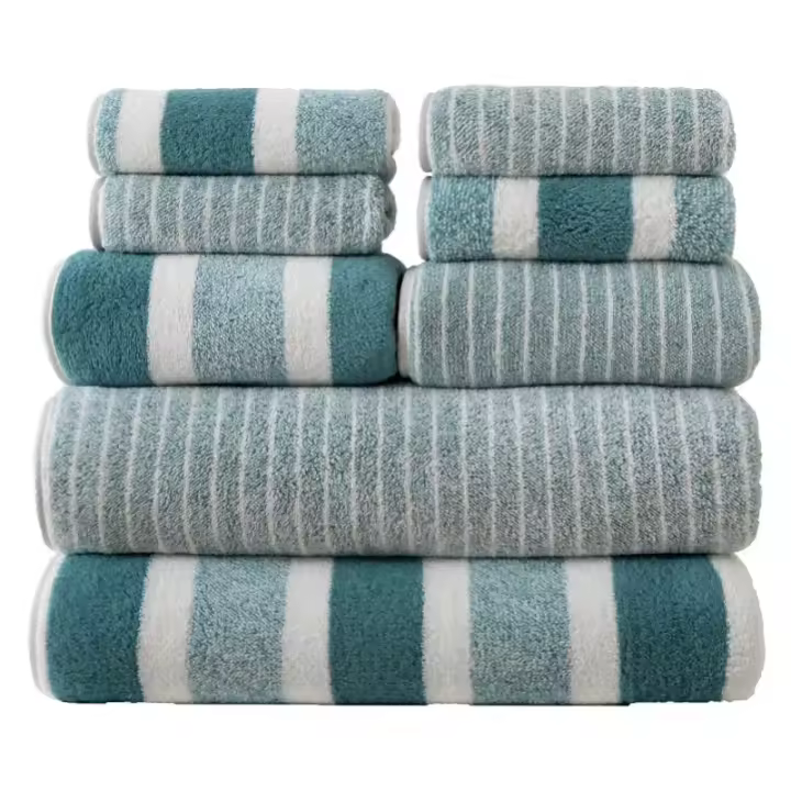 8-piece coral fleece bath towel set: 2 bath towels, 2 hand towels, 4 face towels coral fleece double-sided thickened towel soft and absorbent adult bath towel - 1