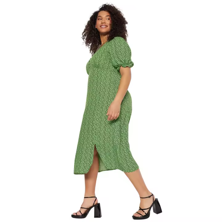 Trendyol Green Animal Pattern Weave Slit Dress Tbbss23Ah00092 - 1