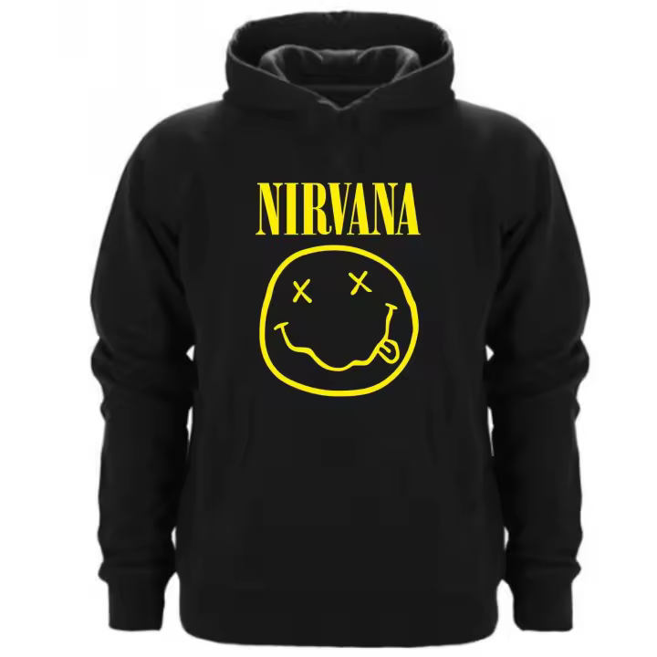 Sudadera de capucha Nirvana - Algodón-Poliéster - Excelente calidad - 290 gr/m2 - Bolsillo canguro delantero - Cordón a juego - Puños y bajos de canalé - 1