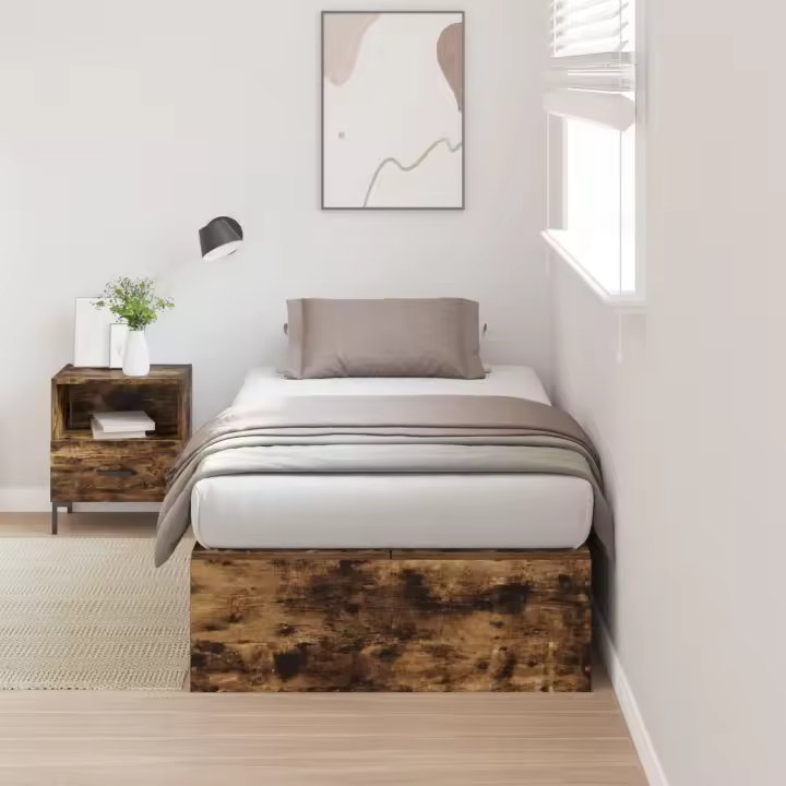 Estructura de cama de almacenamiento vidaXL Roble Ahumado 100x200 cm - 1