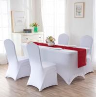 Cubierta de mesa para mesas, Spandex Stretch Lycra Cubierta de tela de mesa de 6 pies Rectangular Pata de pie Mesa Wedg Banquete 183*76*76 cm (Blanco) - details 3