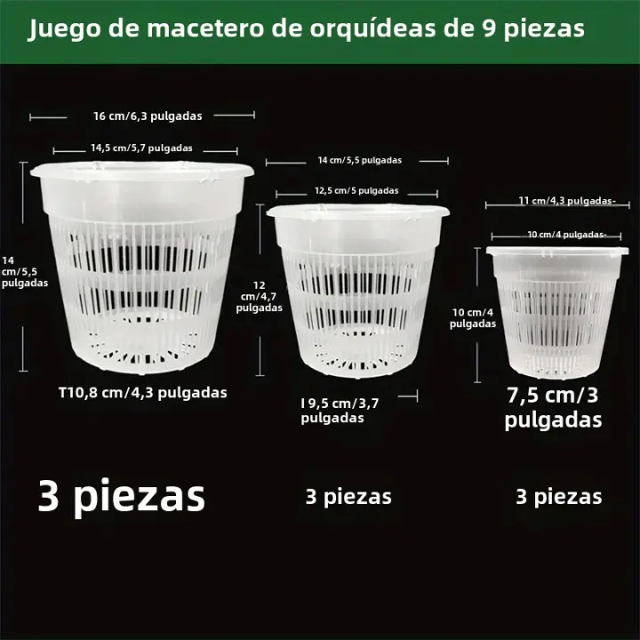 Macetas De Plástico Transparente Para Orchidées De 3 Tamaños 4.3in 5.5in Y 6.3in Con Agujeros Planter Breathable Para Repotear - 1