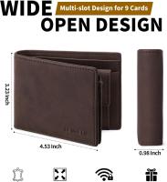 Carteras para Hombre, Monedero Hombre de Piel con RIFD Bloqueo, Cartera Hombre con 9 Ranuras para Tarjetas de crédito, Billeteras para Hombre-Regalo para Hombre - details 1