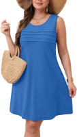 Vestido De Mujer Verano 2025 Con Bolsillos Cuello En O Manga Corta Sin Costuras Estilo Casual Largo De Rodilla Polyester - details 0