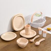 Juego de vajilla de plástico portátil de 36 piezas para picnic y Viajes, juegos de vajilla duraderos, de gran capacidad para acampar, juego de vajilla irrompible para Cocinar en camping - details 0