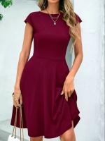 Vestido Sin Mangas De Color Puro Elegante Y Sencillo Para Mujer Vestido De Moda Europea Y Americana 2025 Estilo Office Lady De Cintura Natural Y Longitud De Rodilla - details 4