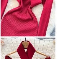 Vestido Largo Elegante De Otoño Invierno Para Mujer Con Cuello Haltera Y Cintura Ajustada Vestido Bodycon Coreano Para Oficina Vestidos De Suéter - details 22