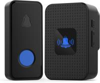 Timbre inalámbrico para Exterior, resistant to Agua IP55, alance de 300 m, 55 melodías, 5 niveles de Volumen, Luz LED Azul (ideal para Emergencias en casa o en la Oficina), color Negro. - details 0