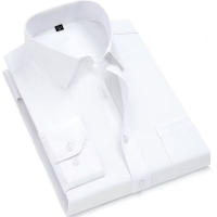 Camisa Clásica Para Hombre De Color Sólido Negra Blanca Azul Gris Roja Rosa Negra Azul Marinho Marrón Café Ochavo Tres Quarters - details 8