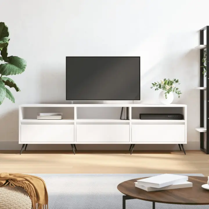 vidaXL Mueble de TV madera contrachapada blanco 150x30x44,5 cm - 1