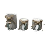 Bandeja con 3 portavelas de Madera con corazón y Arena Blanca 24 cm, Velas Decorativas jardín, baño, Bodas, decoración Vintage hogar - details 3