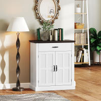 HOMCOM Aparador de 2 Puertas Aparador para Salón Rústico con 1 Cajón Estante Ajustable para Comedor Entrada Blanco 75,2x40x91,5 cm - details 1