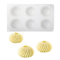 Molde De Galletas De Silicona Para Postres Y Panecillos Estilo Chino 6 Celdas Forma De Bao Empacado Textura De Vórtice Molde De Té De Azúcar - details 2