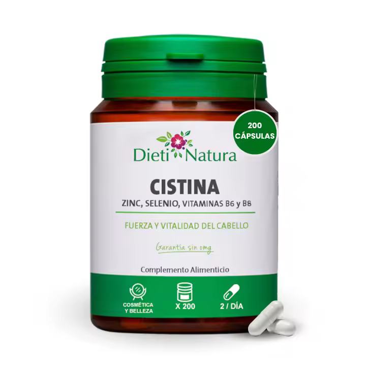 Dieti Natura Cápsulas de Cistina con Vitamina B6 - Previene la Caída del Cabello - 1