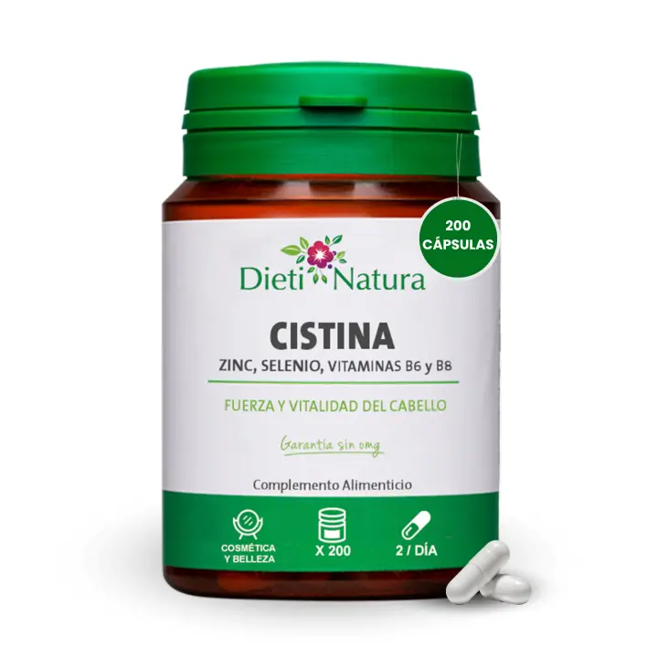 Dieti Natura Cápsulas de Cistina con Vitamina B6 - Previene la Caída del Cabello - 1