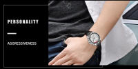 Reloj De Pulsera De Cuarzo Para Hombre MEGIR Moda Resistente Al Agua Con Correa De Cuero Negro Lujo Y Casual Estilosólido - details 11