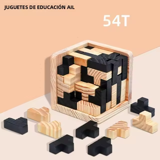 Rompecabezas 3D Cubo De Madera Educativo Juguete Creativo Interlocking Para Niños Juego De Desarrollo Inteligencia IQ Regalo - 1