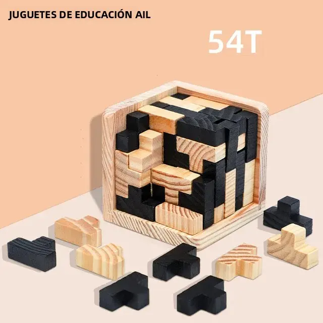 Rompecabezas 3D Cubo De Madera Educativo Juguete Creativo Interlocking Para Niños Juego De Desarrollo Inteligencia IQ Regalo - 1