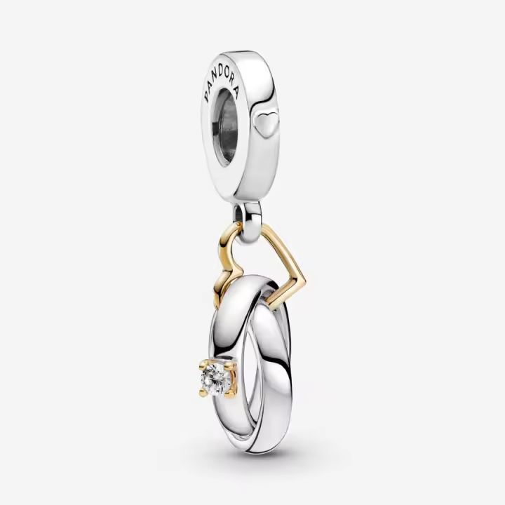 Pandora Charm de Colgante en Plata de Ley Anillos de boda de dos tonos colgantes 799319C01，Incluye Caja Original - 1