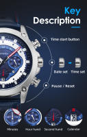 Reloj Deportivo De Moda Para Hombre SINOBI Cronógrafo De Acero Inoxidable Luz Solar Calendario Resistente Al Choque Y Agua Manos Luminosas - details 2