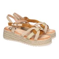PuntoSalao Sandalias de plataforma en yute cómoda para mujer color camel KK-986 - details 0