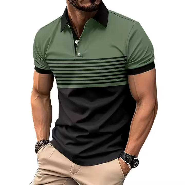 Camisa Polo Para Hombre Estilo Casual Edición Regular Cuello En Botones Manga Corta Transpirable Verano Top De Negocios - 1