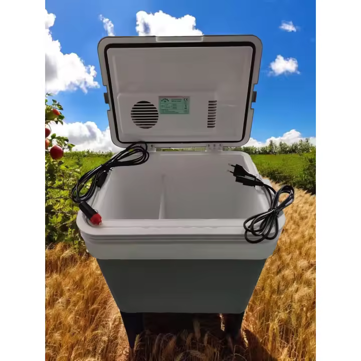 Enfriador eléctrico de 24 litros, enfriador/calentador Nevera portátil Elecsan termoeléctrico de 12 V/230V sin hielo para viajes,casa, camping, barco, vehículos, cerveza, mariscos con 2 paquetes de hielo, certificación ETL (gris) - 1